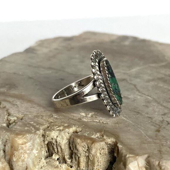 VTG Bell Trading Sterling Silver 925 Southwest Style Green Turquoise Ring 5.25 - Picture 14 of 16